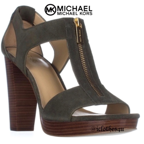 Michael Kors Shoes - Michael Kors Berkley Zip Front Olive Leather Suede
